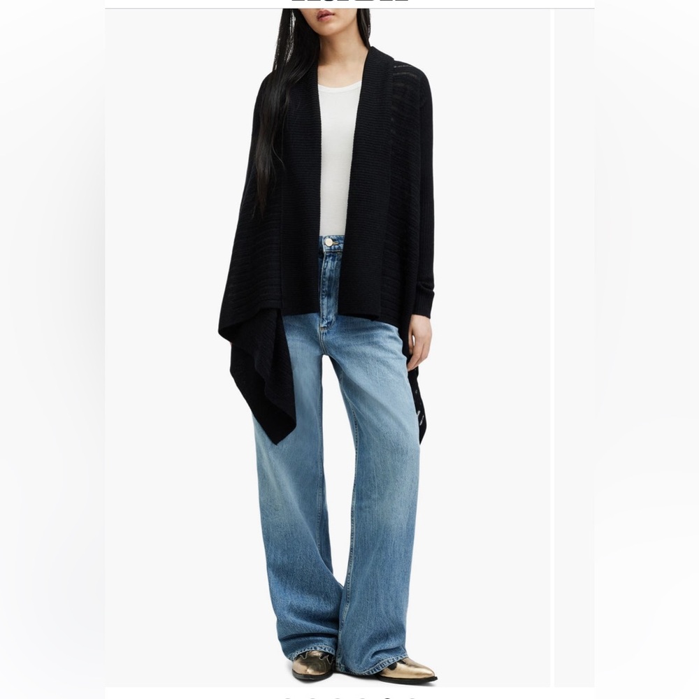 Allsaints Wool Alpaca Blend Ribbed Cardigan New